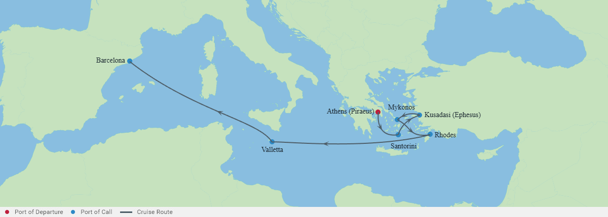Itinerariu Croaziera Marea Mediterana - Celebrity Cruises - Celebrity Xcel - 8 nopti